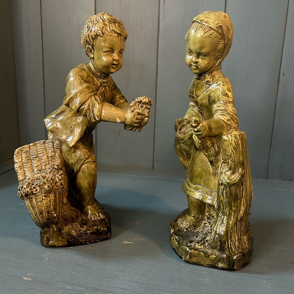 Vintage 1950’s Borghese Chalk-ware Boy & Girl Figures (Rare)